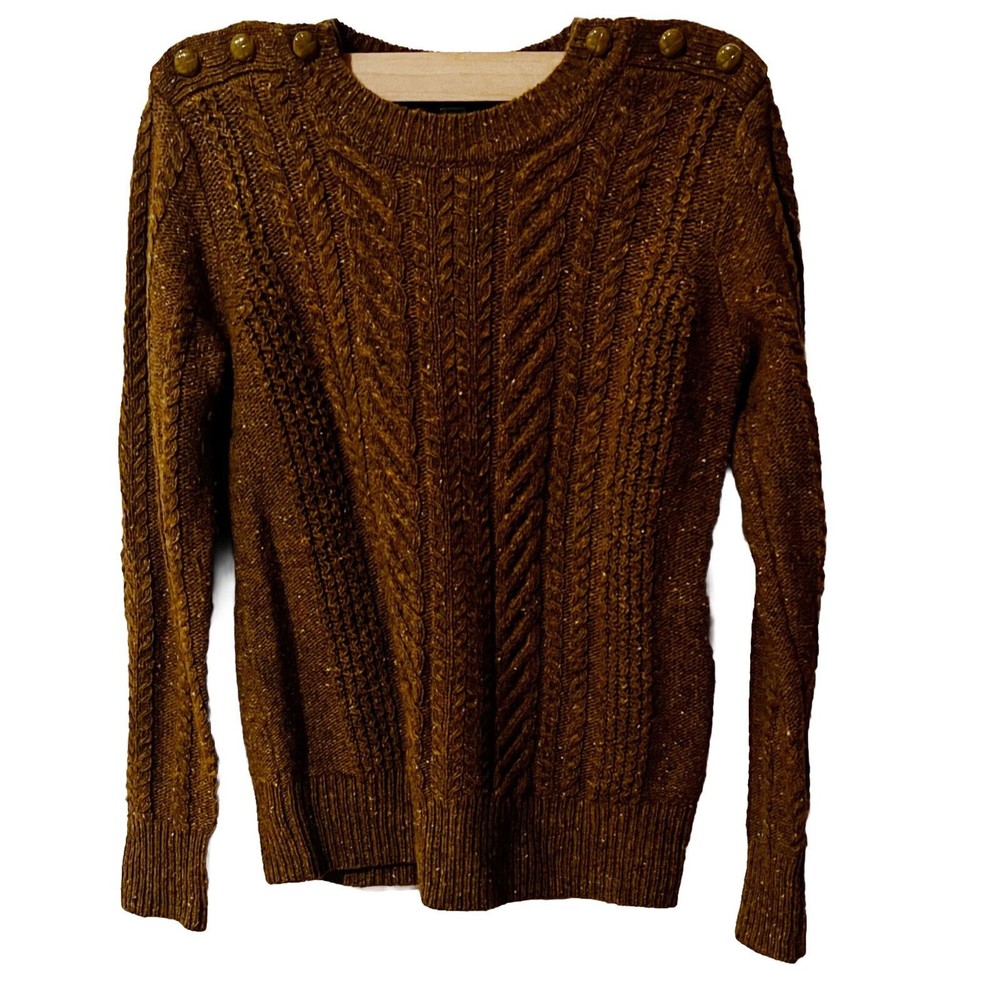 J Crew Women’s Brown Flecked Crew Neck Lambswool Blend Pullover Sweater XS